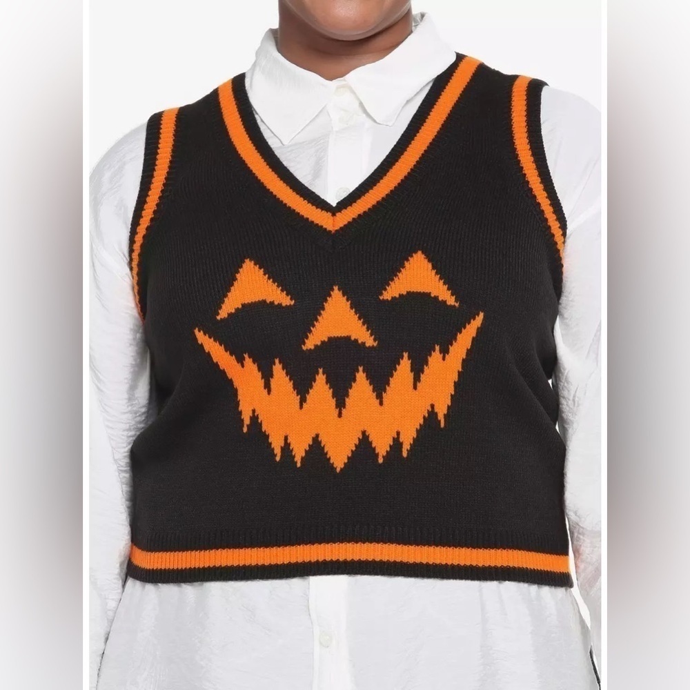 Hot Topic Jack-o’-lantern Pumpkin Sweater Vest Size Medium